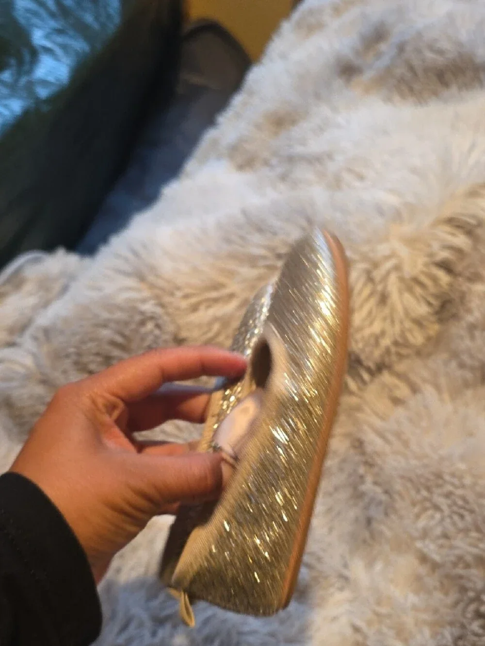 H&M Girls' Glitter Bow Ballet Flats in Pale Gold